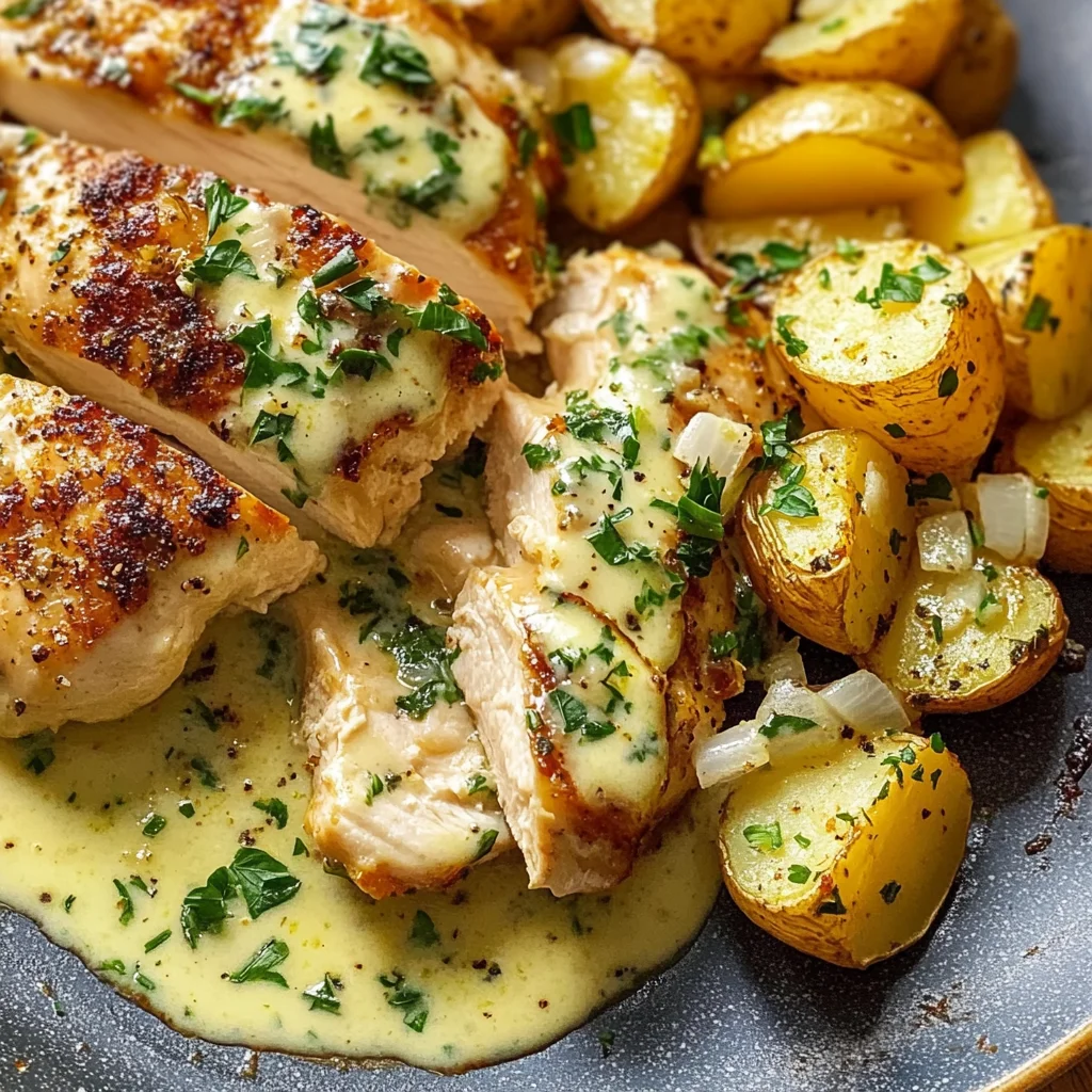 Creamy Garlic Herb Chicken with Golden Potatoes