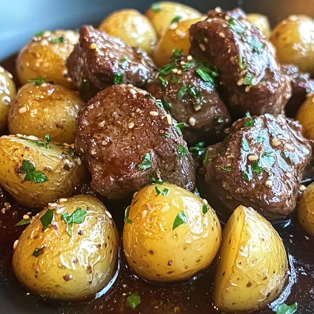 Garlic Butter Beef Bites with Potatoes
