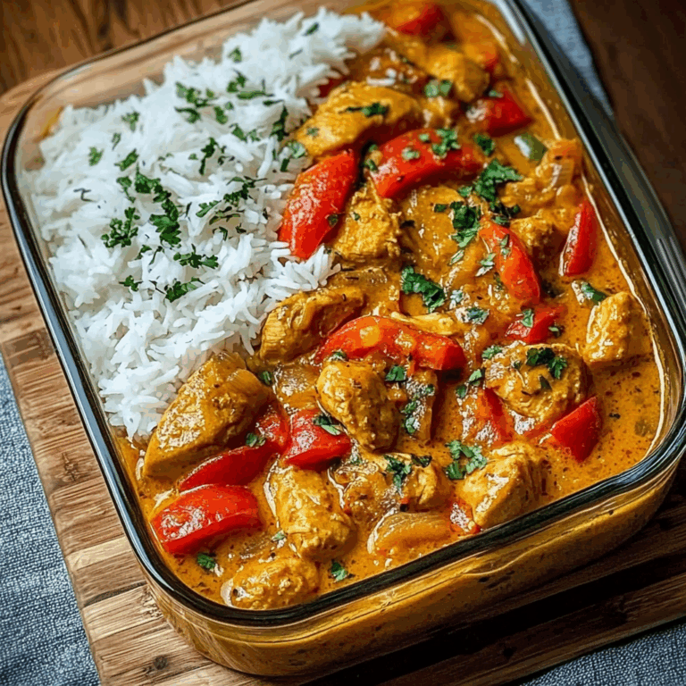 Chicken Curry with Bell Peppers & Fluffy Rice