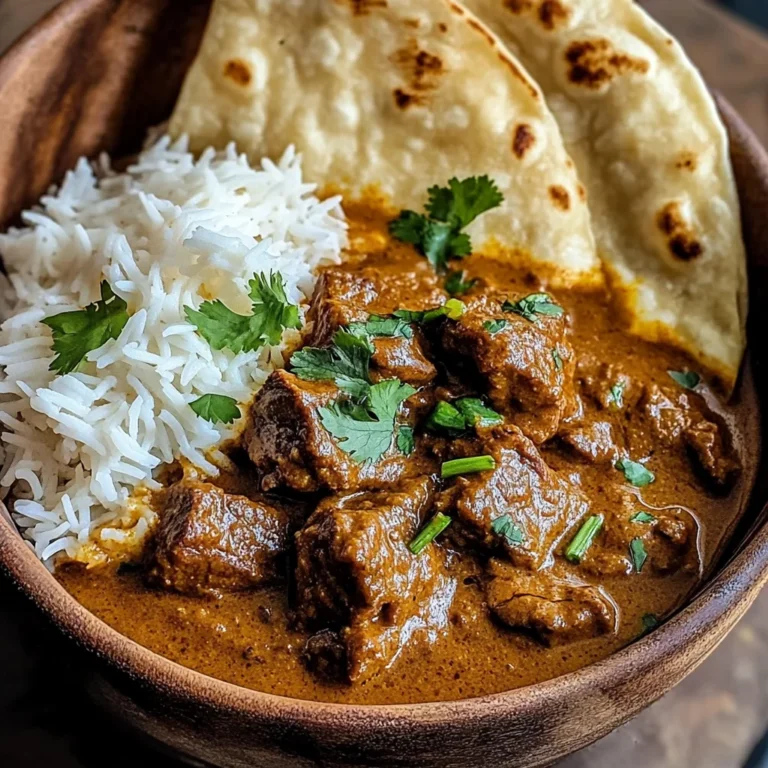Beef Coconut Curry with Fragrant Rice and Warm Naan