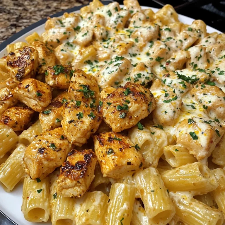 Creamy Cajun Garlic Butter Chicken Rigatoni with Mozzarella & Parmesan