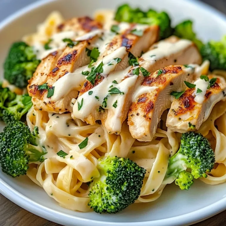 Creamy Chicken Alfredo Fettuccine with Broccoli