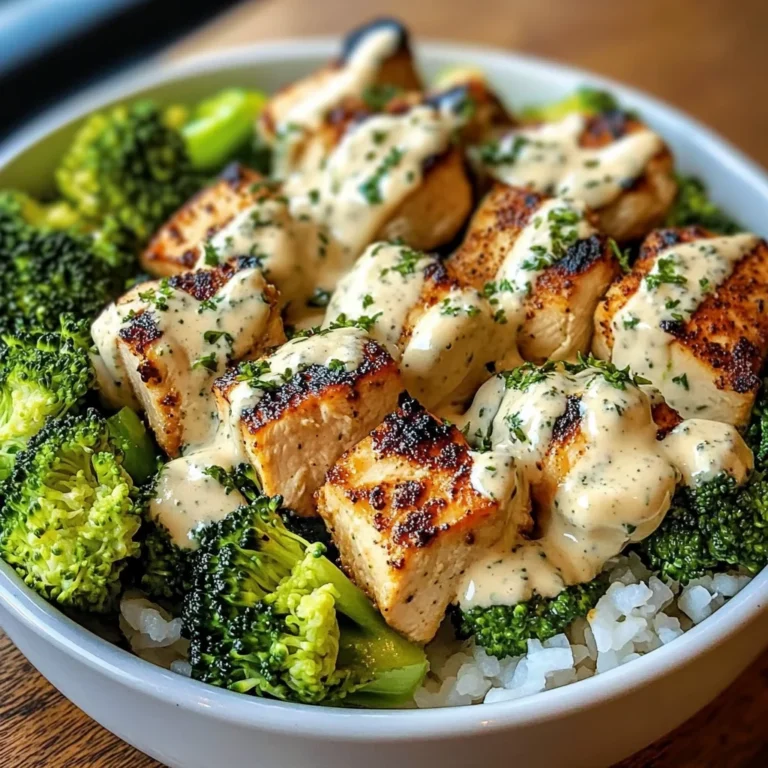 Creamy Garlic Chicken Bowl with Broccoli & Rice