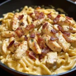 Creamy Honey Dijon Chicken Pasta with Crispy Bacon