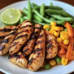 Grilled Chicken Strips with Steamed Mixed Veggies & Lime