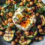Grilled Zucchini Chickpea Salad with Burrata & Chili Oil