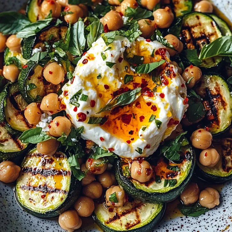 Grilled Zucchini Chickpea Salad with Burrata & Chili Oil
