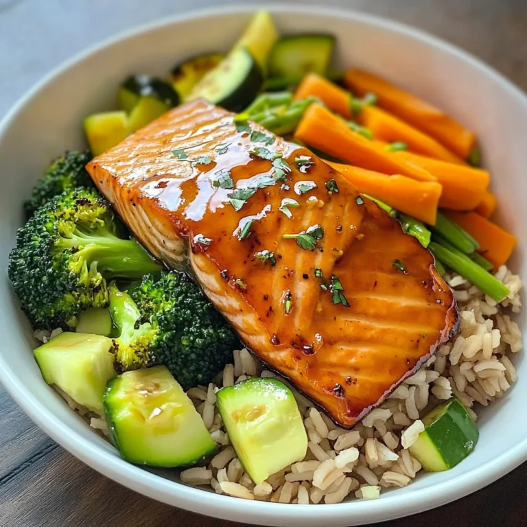 Honey-Glazed Salmon Bowl with Brown Rice & Steamed Veggies