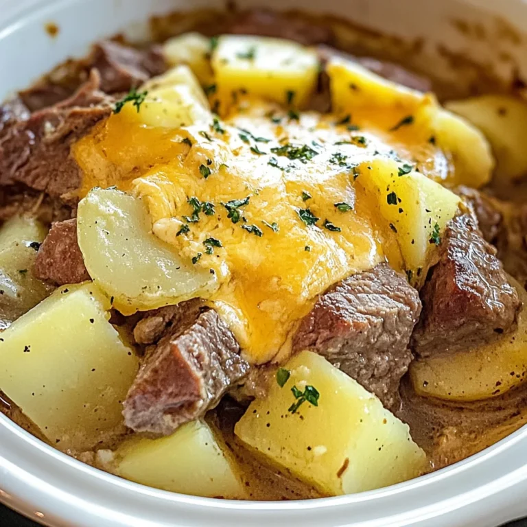 Slow Cooker Steak and Cheddar Potato Casserole