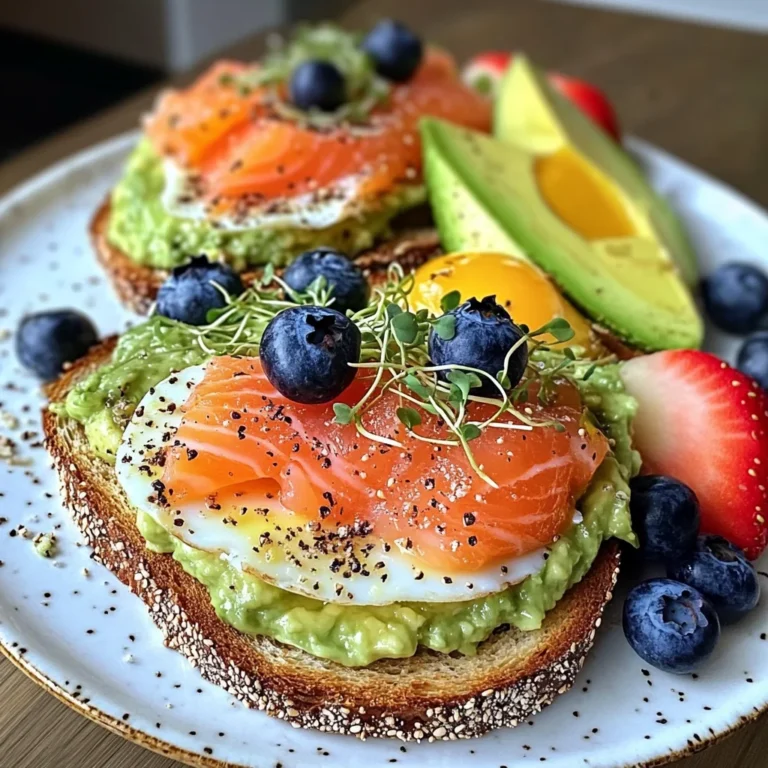 Smoked Salmon & Avocado Breakfast Toast with Fresh Fruit