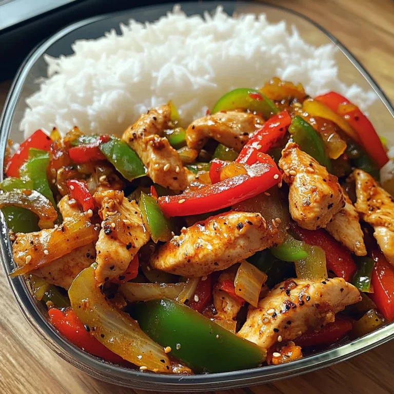 Spicy Garlic Pepper Chicken Stir-Fry with Steamed Rice