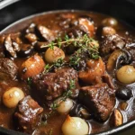 French Beef Bourguignon with Wine-Braised Mushrooms and Pearl Onions