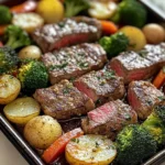Garlic Butter Steak & Veggies Sheet Pan Recipe