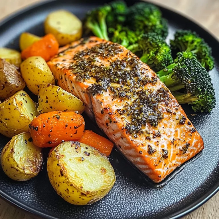 Garlic Salmon with Herbed Potatoes, Carrots & Broccoli