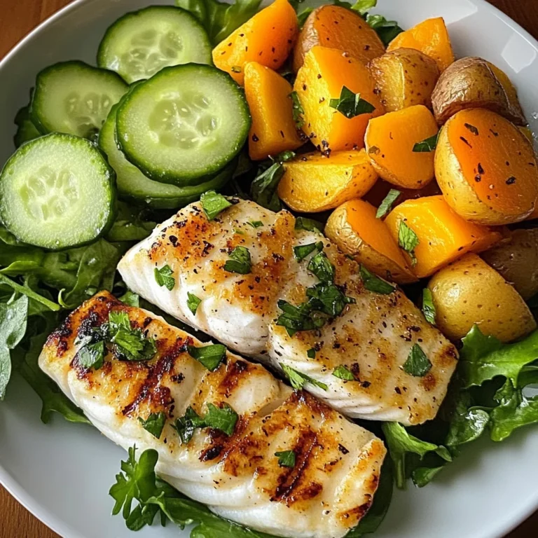 Grilled Fish Plate with Veggies & Fresh Greens