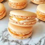 Peach Macarons with Fresh Peaches and Cream
