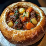 Rustic Beef Stew in Crusty Bread Bowls