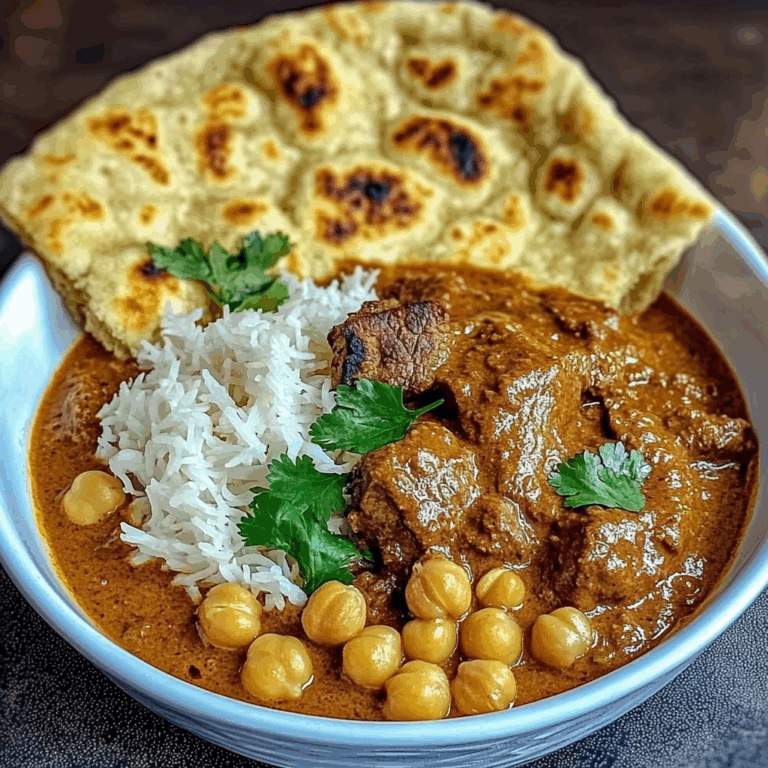 Creamy Coconut Beef & Chickpea Curry with Freshly Baked Garlic Naan