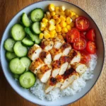 Chicken and Veggie Rice Bowl with Mozzarella