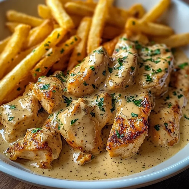 Creamy Garlic Herb Chicken with Crispy Fries