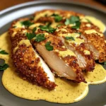 Crispy Pretzel Crusted Chicken with Cheddar Mustard Sauce Recipe