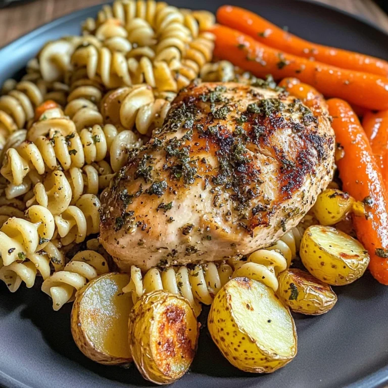 Garlic-Herb Chicken with Roasted Veggies & Creamy Rotini