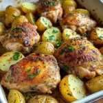 Garlic Herb Roasted Chicken Thighs with Baby Potatoes