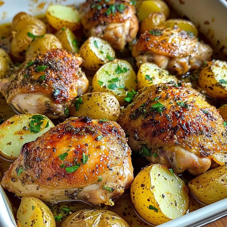 Garlic Herb Roasted Chicken Thighs with Baby Potatoes