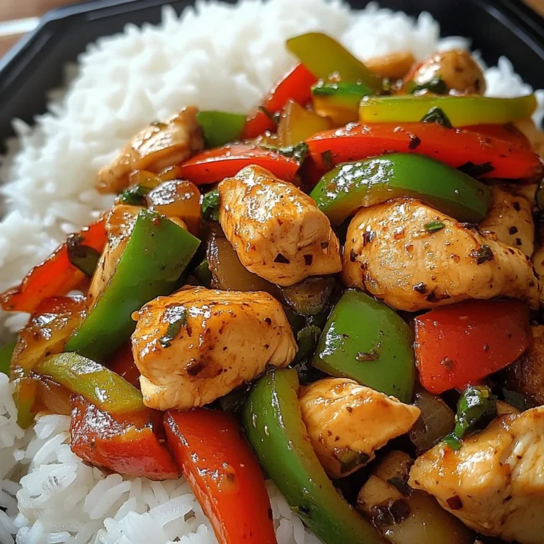 Pepper Chicken Stir-Fry with Fluffy Rice