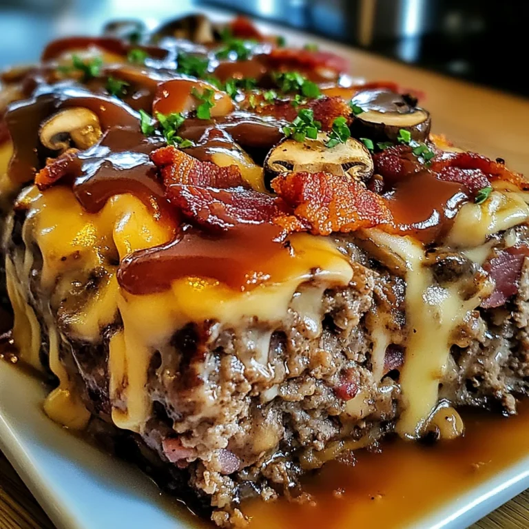 Turkey Bacon Mushroom Swiss Cheese Meatloaf – Easy & Juicy