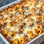 Cheesy Baked Tortellini Casserole With Meat Sauce