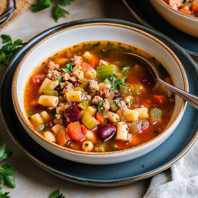 High Protein Minestrone Soup With Italian Sausage