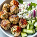 Greek Chicken Meatballs + Homemade Tzatziki