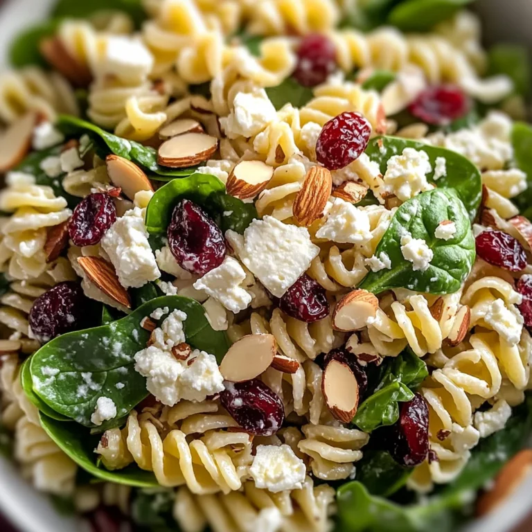 Nutritious Spinach Pasta Salad with Feta and Cranberries