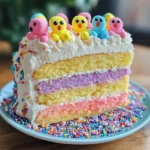 Easter Peep Cake with Multi-Colored Layers