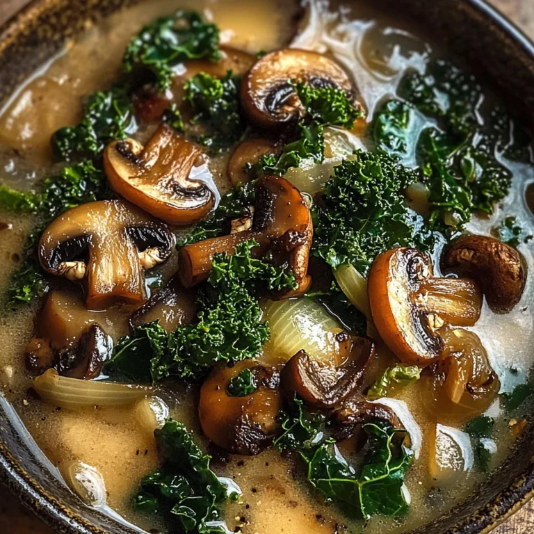 Wild Mushroom, Caramelized Onion and Kale Soup - Homefoodkitchen