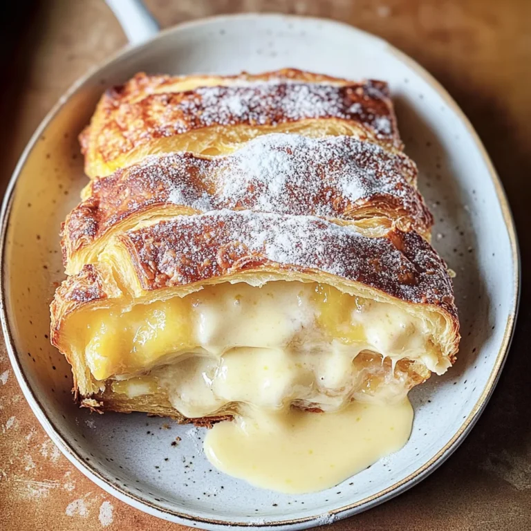 Lemon and custard croissant pudding