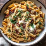 One Pot Sun-Dried Tomato Pasta with Whipped Ricotta