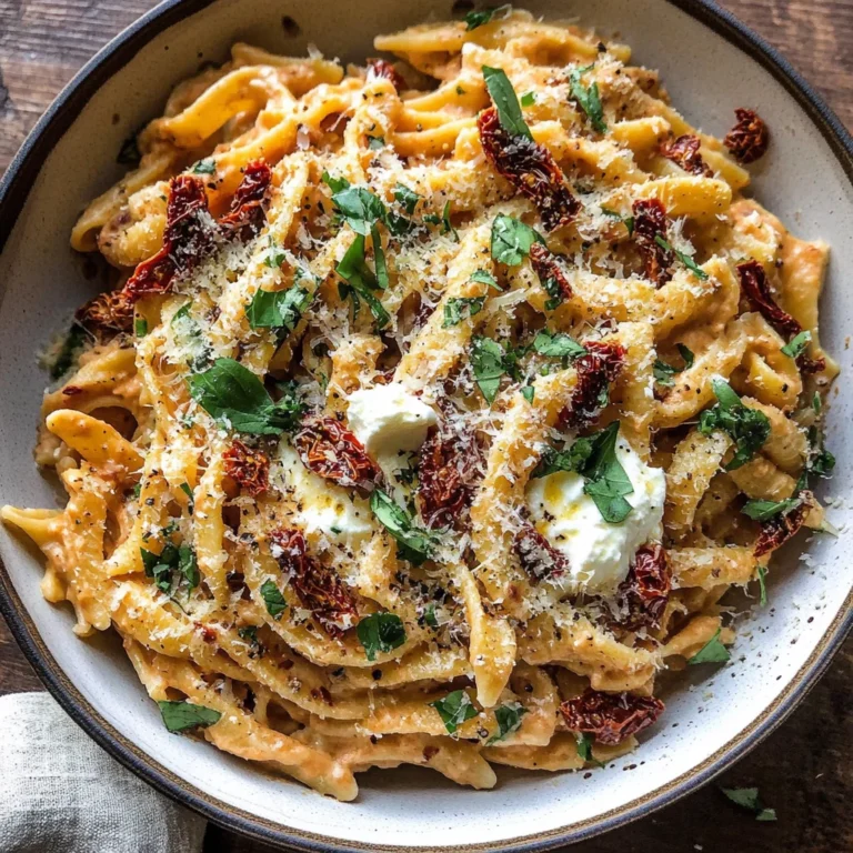 One Pot Sun-Dried Tomato Pasta with Whipped Ricotta