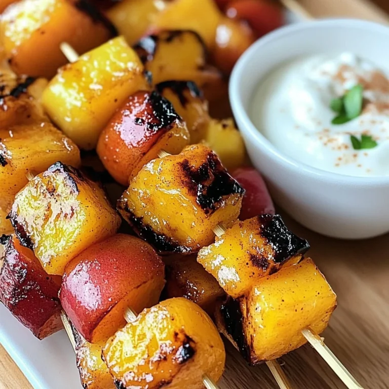 Grilled Fruit Skewers with Easy Yogurt Dip