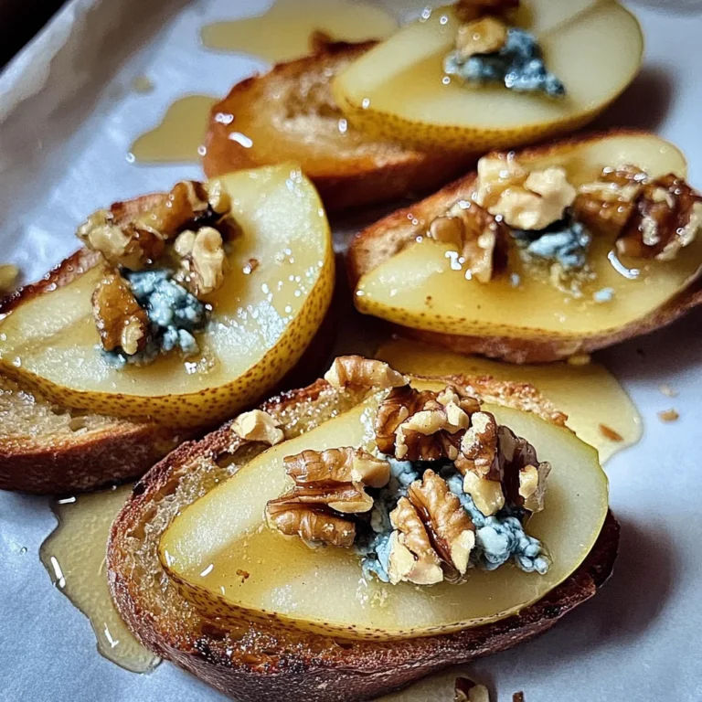 Pear Blue Cheese Honey Crostini with Walnuts