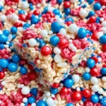 Red White and Blue Rice Krispies Treats Bark