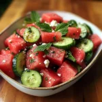 Watermelon Cucumber Mint Salad