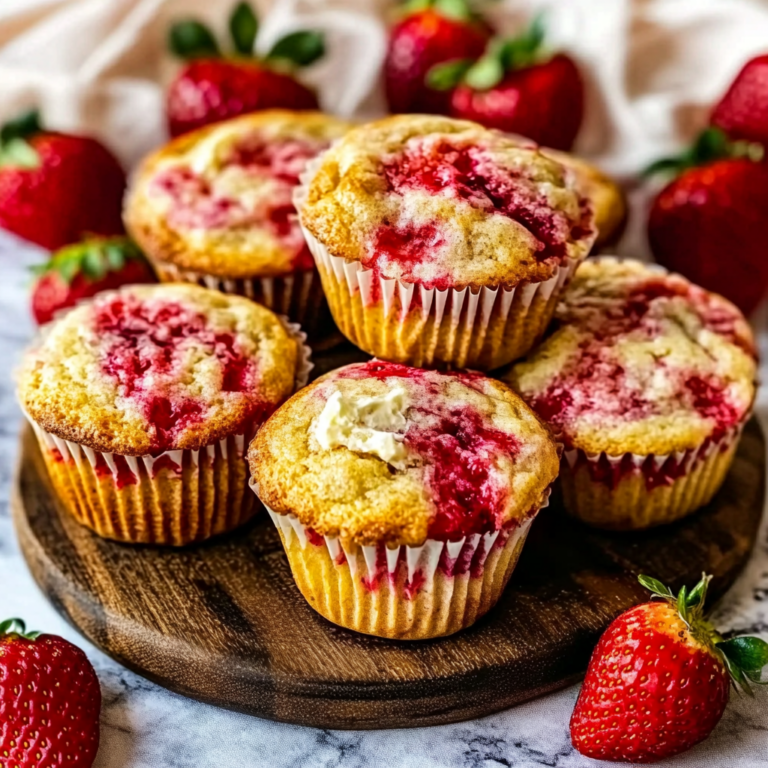 Strawberry Cream Cheese Breakfast Muffins with Fresh Strawberries