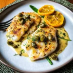 Pan Fried Cod with Mustard Caper Cream Sauce