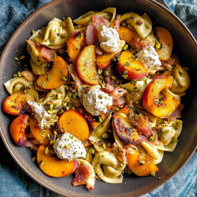 Tortellini Pasta Salad with Grilled Peaches